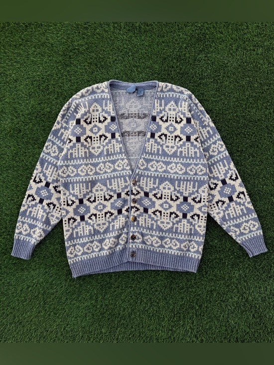 lizwear Sweaters - Vtg 90s Liz Claiborne LizWear Women's Cardigan Geometric Cream Sweater Sz Medium